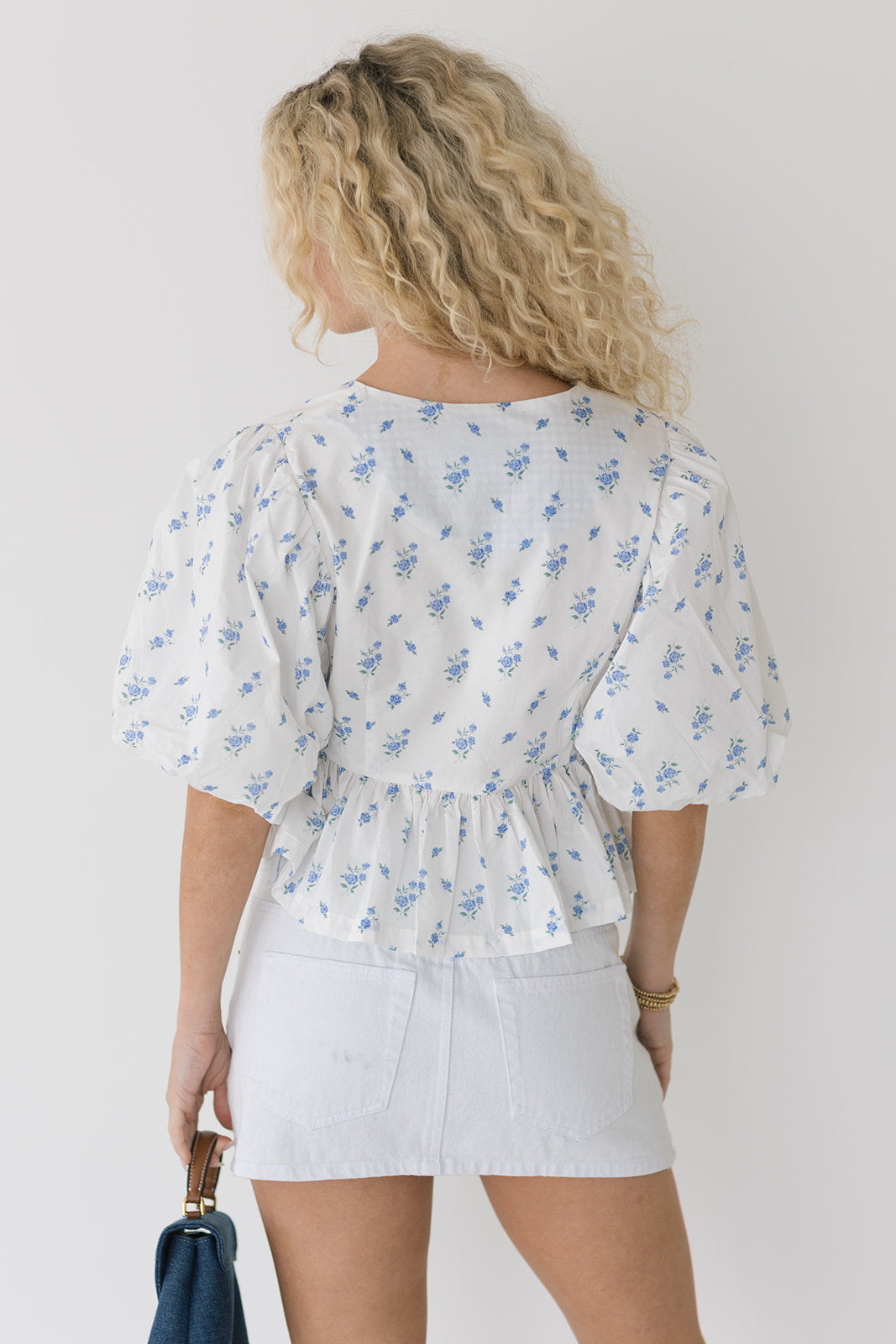 Lia Ditzy Floral Crop Top - Blue