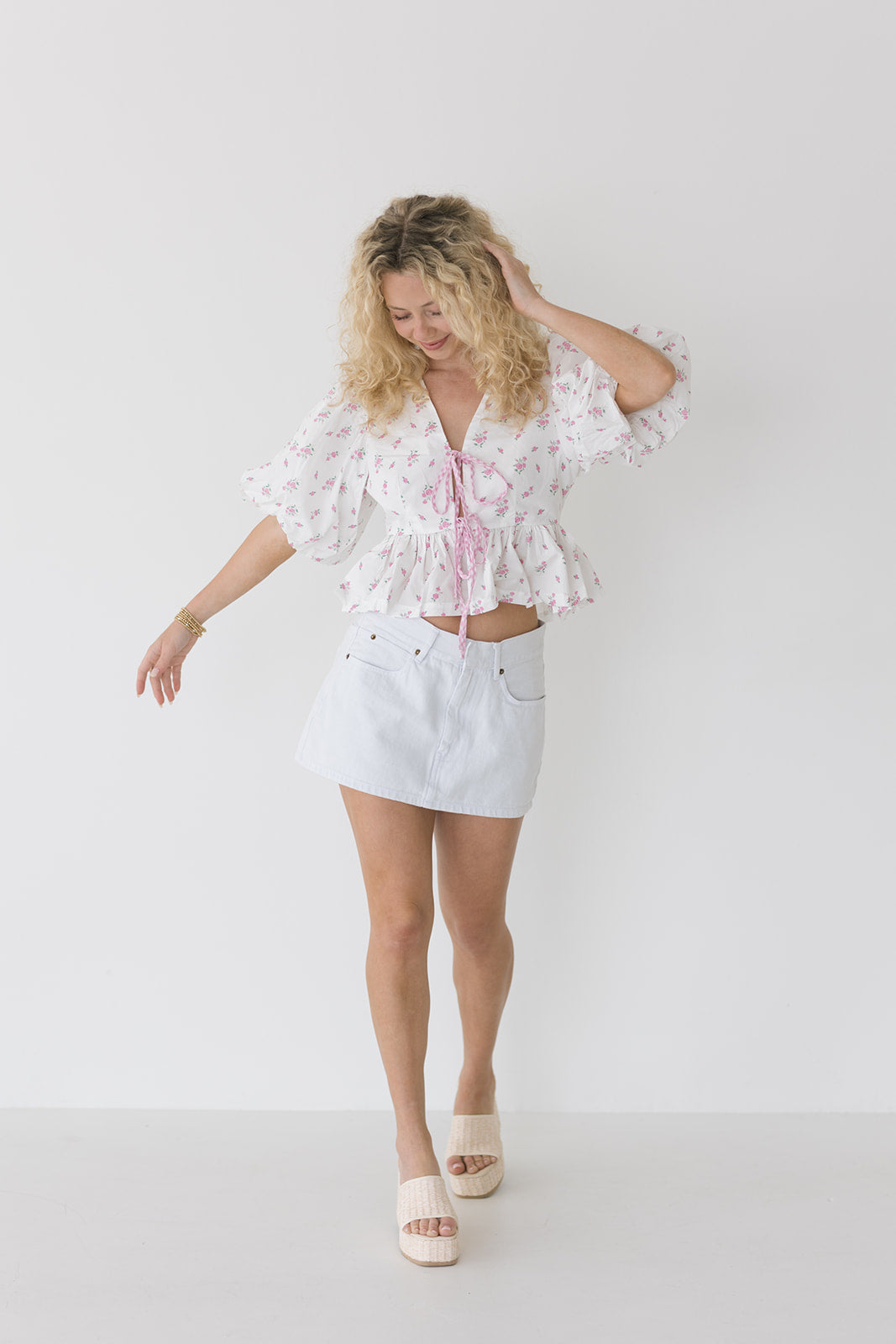 Selina Ditzy Floral Crop Top - Pink