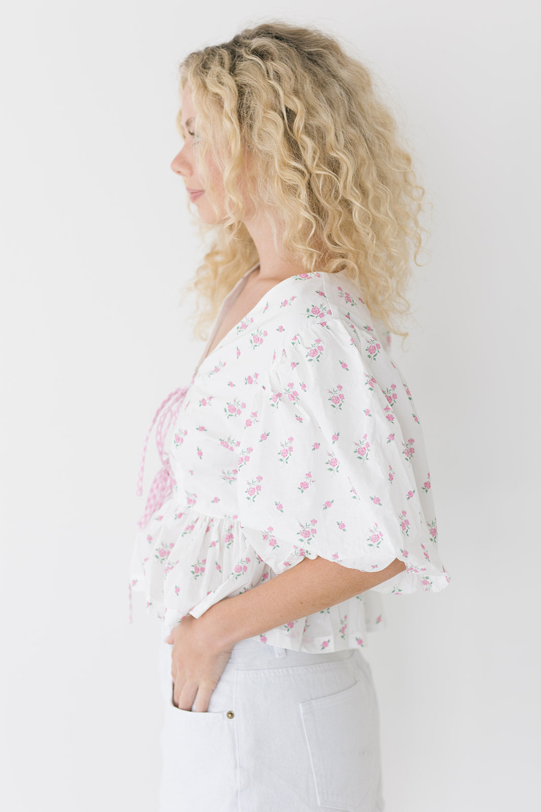 Selina Ditzy Floral Crop Top - Pink