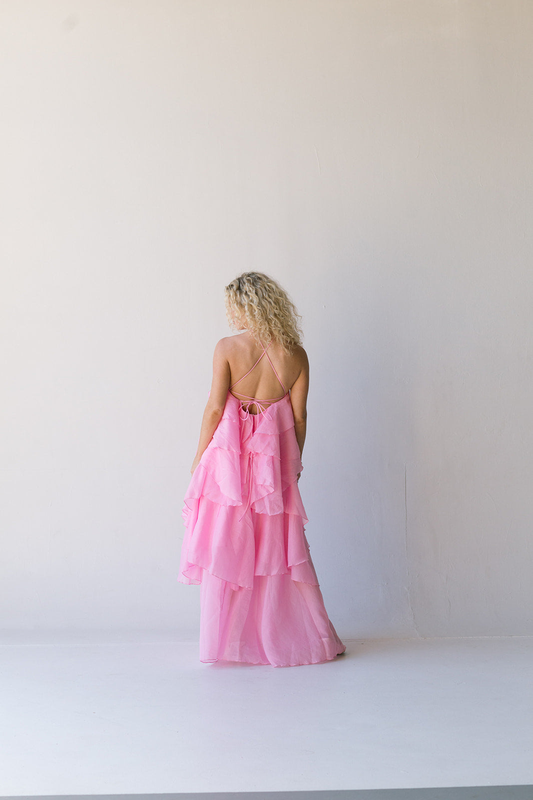 Arabella Floral Ruffle Maxi Dress - Pink