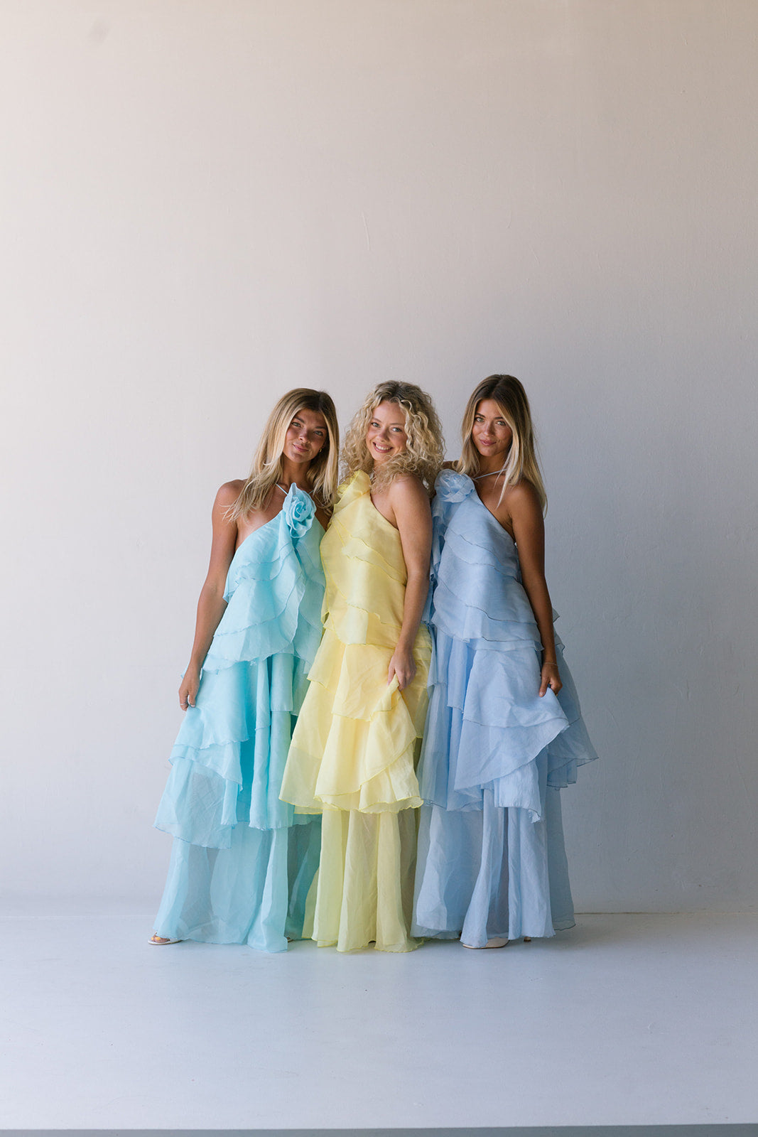 Camellia Floral Ruffle Maxi Dress - Aqua