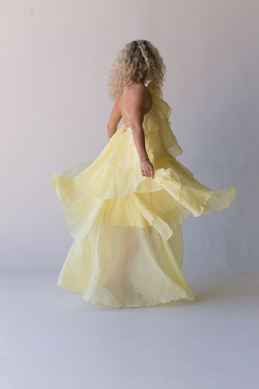 Dahlia Floral Ruffle Maxi Dress - Yellow