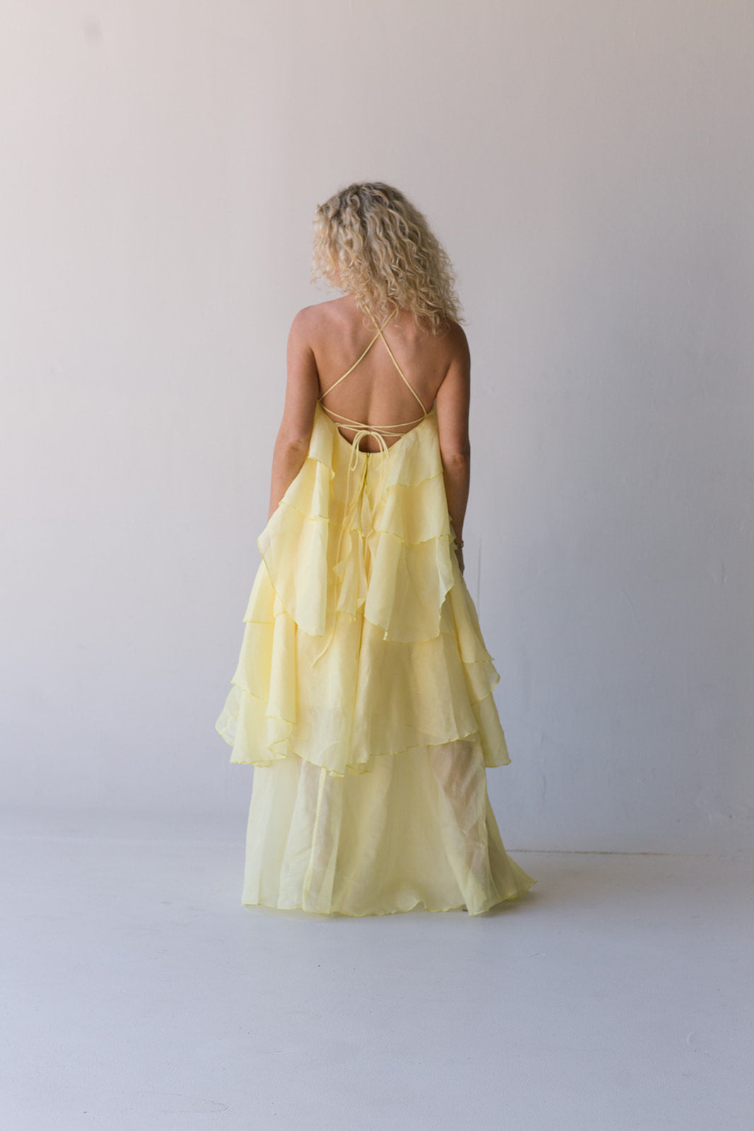 Dahlia Floral Ruffle Maxi Dress - Yellow