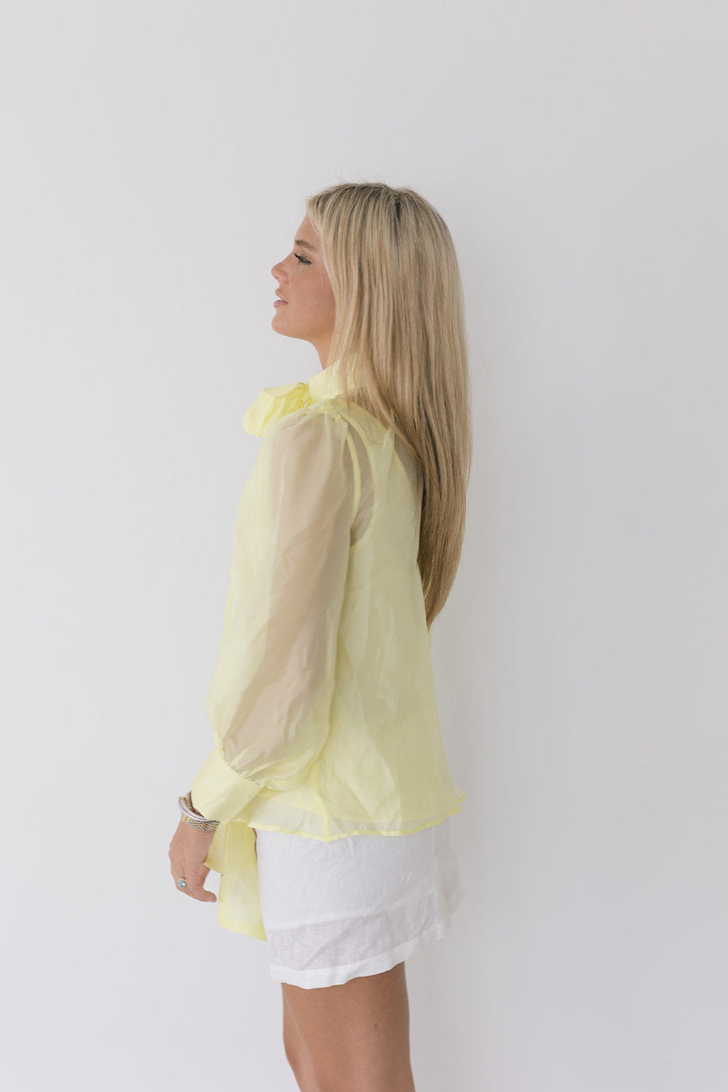 Lorelei Pastel Bow Tie Blouse - Lemon