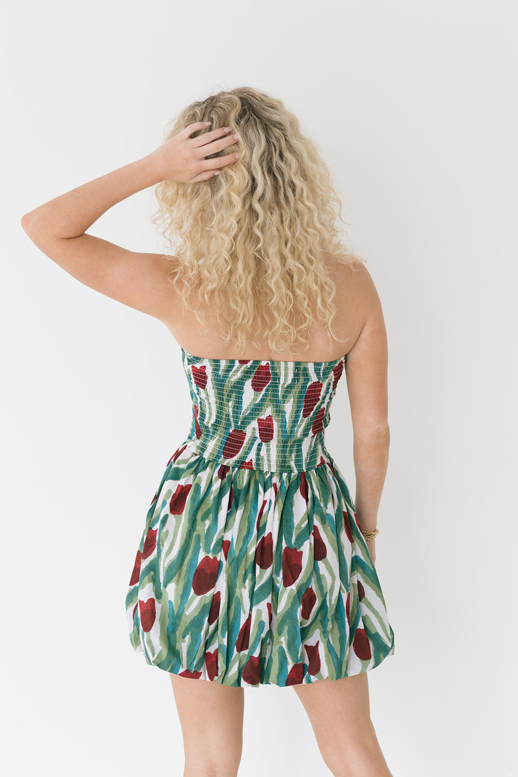 Victoria Balloon Mini Dress - Green/Red