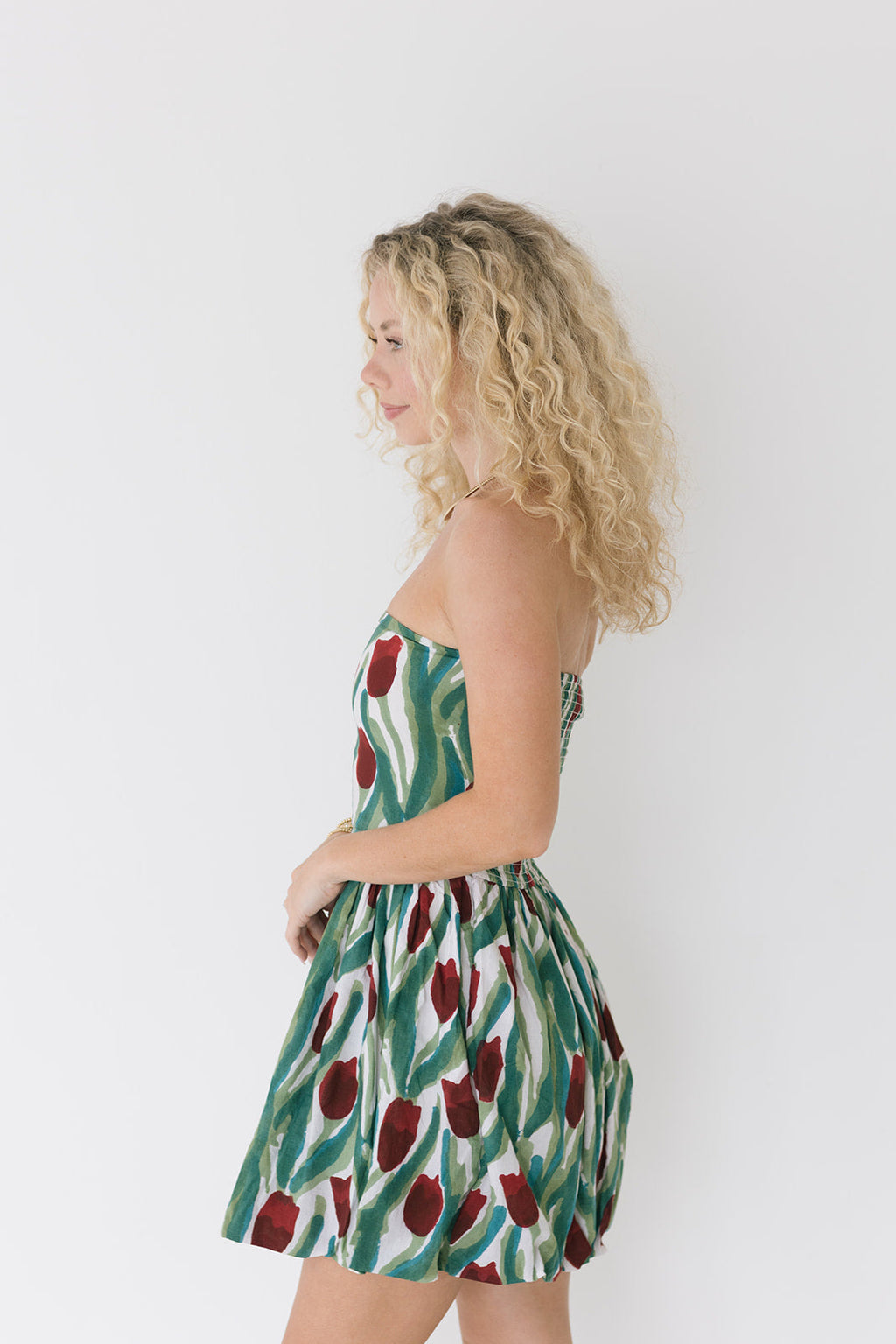 Victoria Balloon Mini Dress - Green/Red