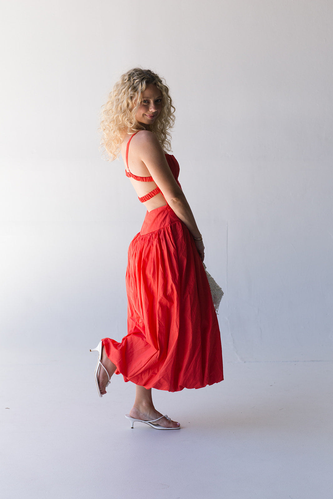 Malea Sleeveless Bubble Middi Dess - Watermelon