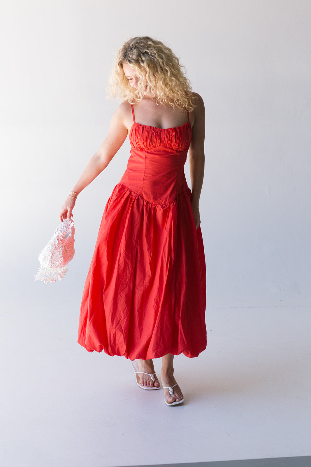 Malea Sleeveless Bubble Middi Dess - Watermelon