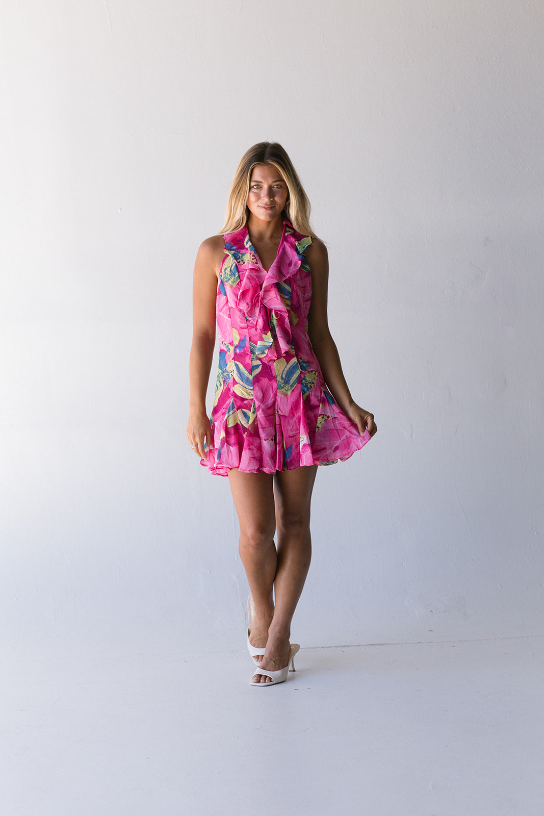 Reyna Ruffle Dress - Fuchsia