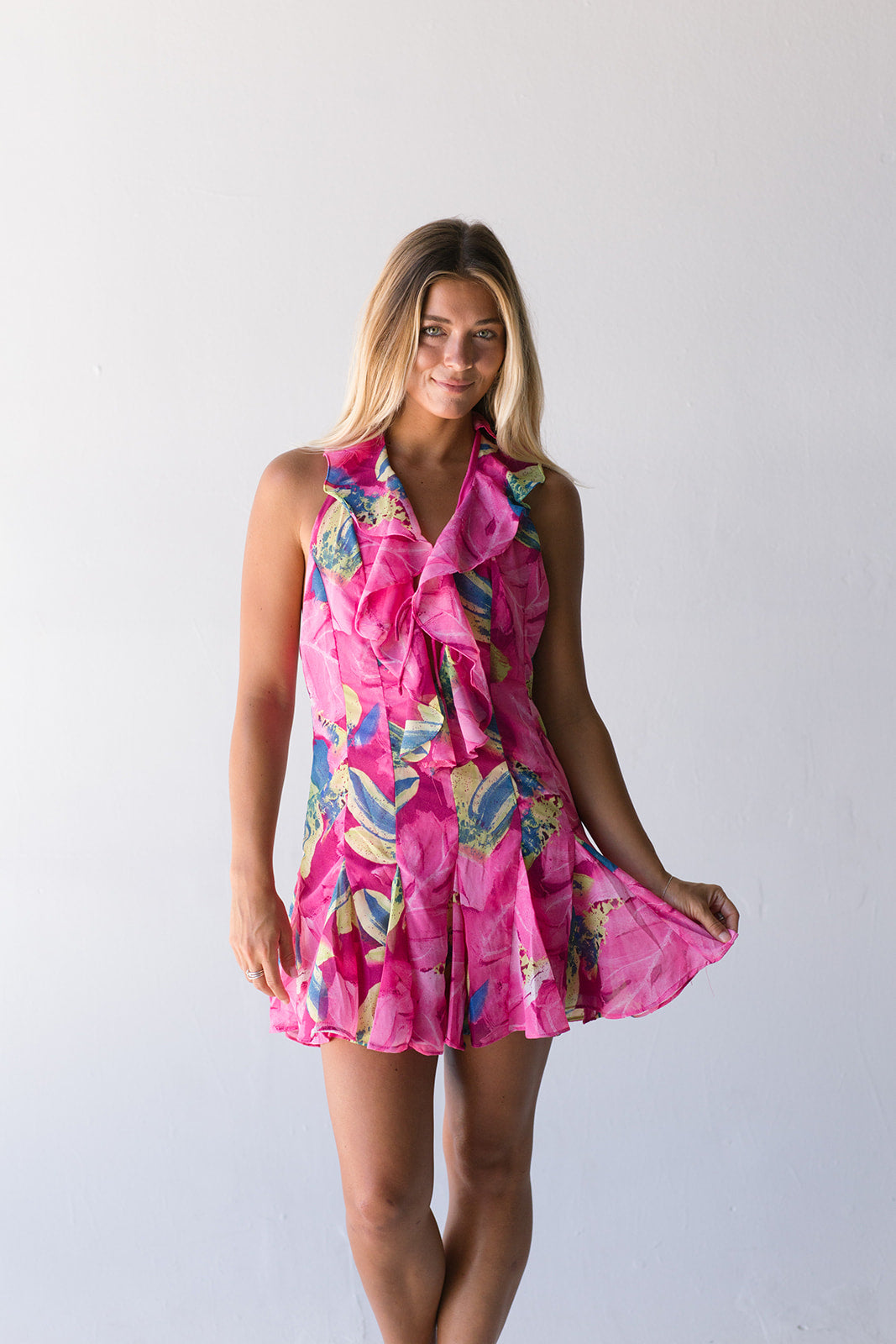 Reyna Ruffle Dress - Fuchsia