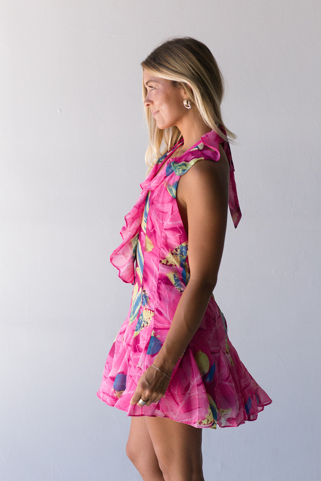 Reyna Ruffle Dress - Fuchsia