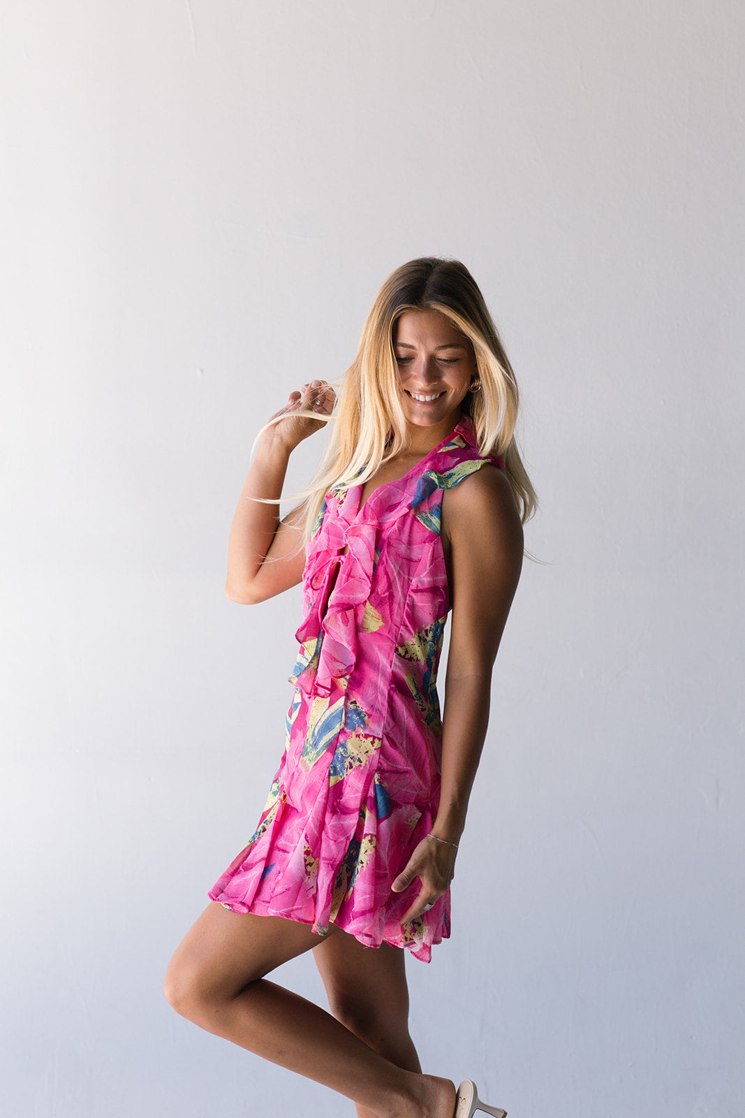 Reyna Ruffle Dress - Fuchsia