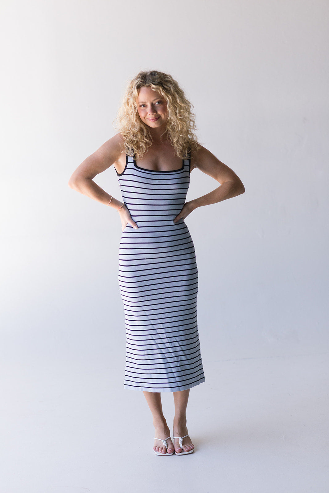 Amber Stripe Dress - Lt Blue / Black