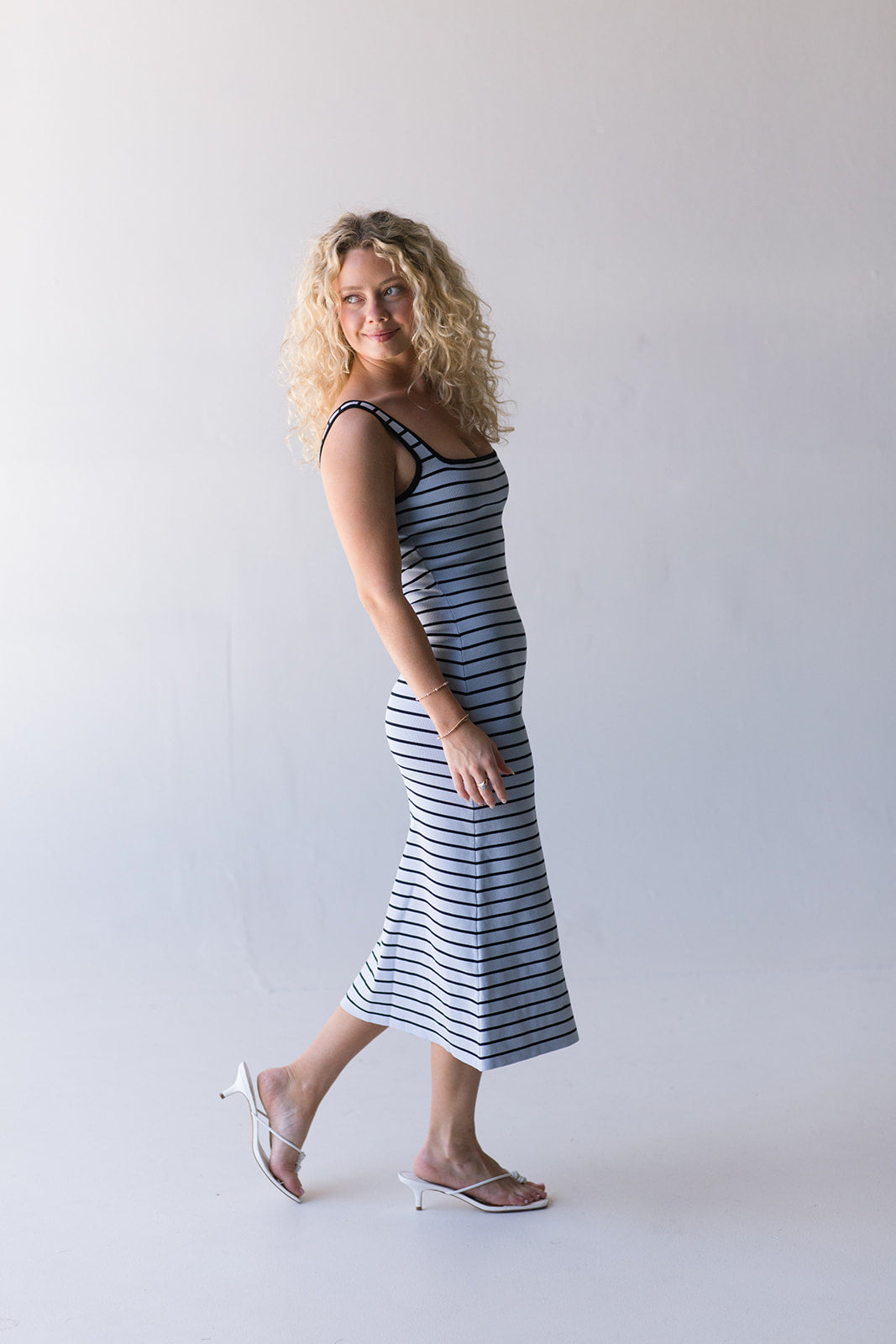 Amber Stripe Dress - Lt Blue / Black
