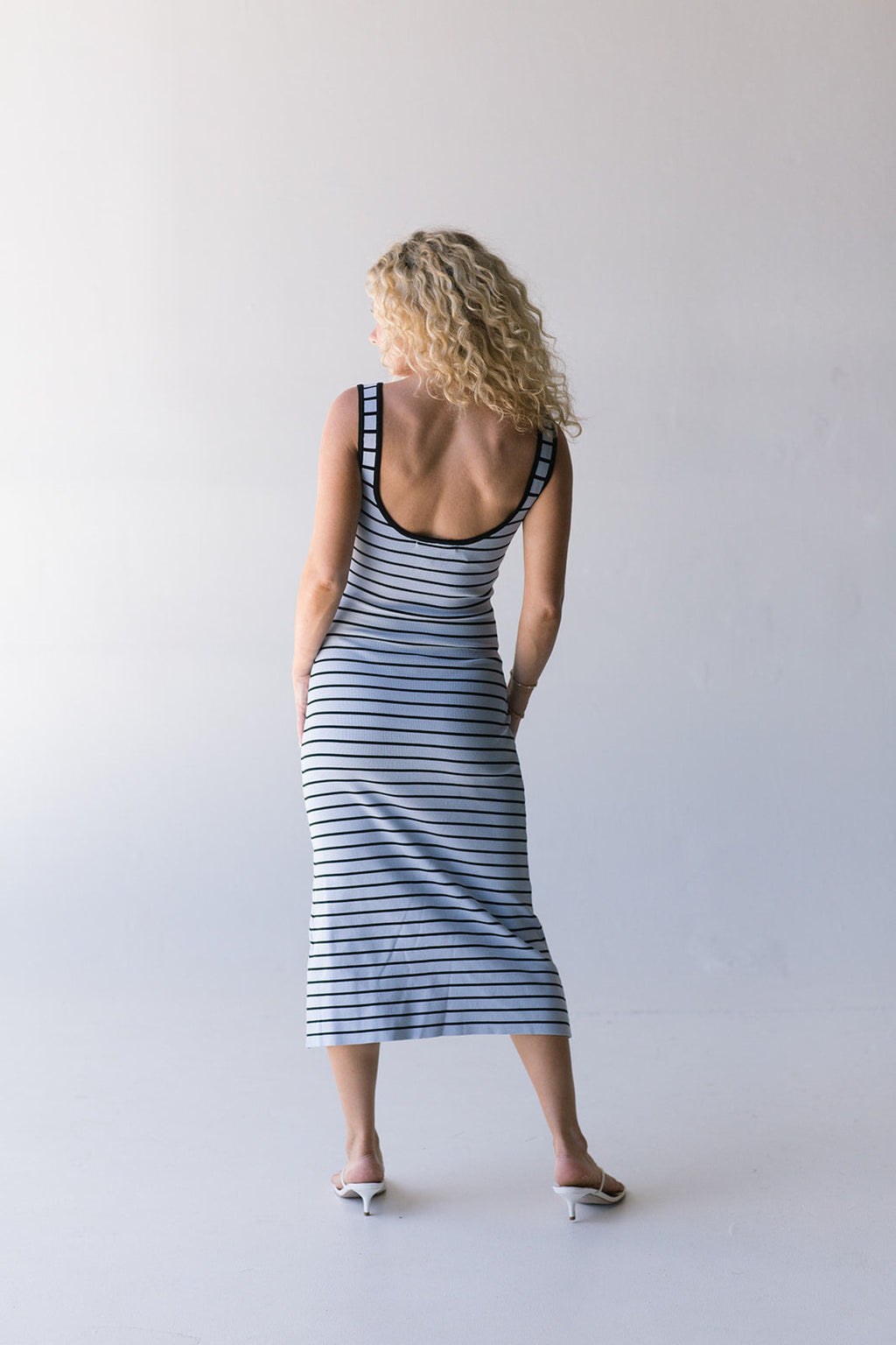 Amber Stripe Dress - Lt Blue / Black