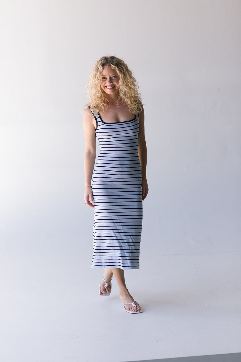 Amber Stripe Dress - Lt Blue / Black