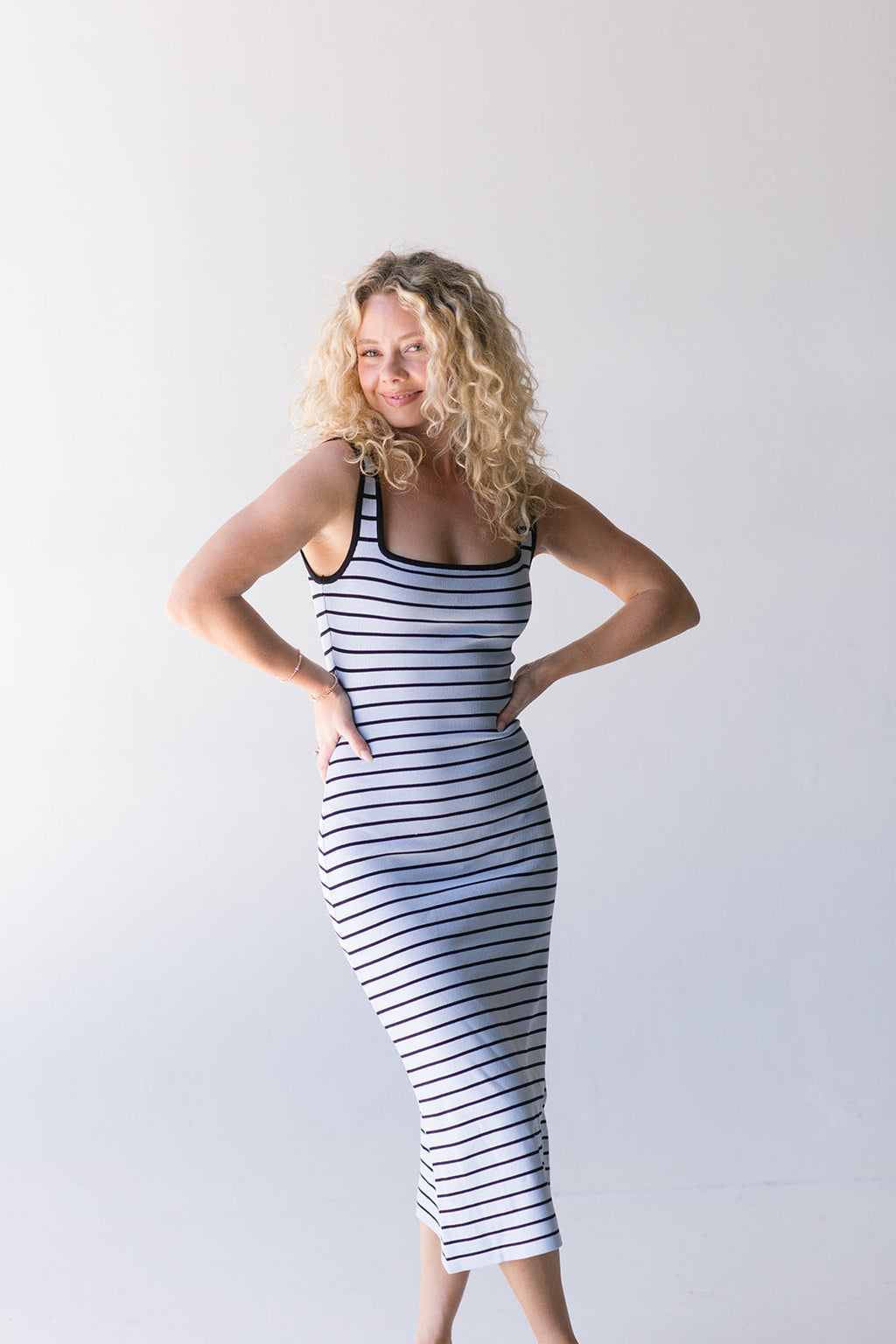 Amber Stripe Dress - Lt Blue / Black