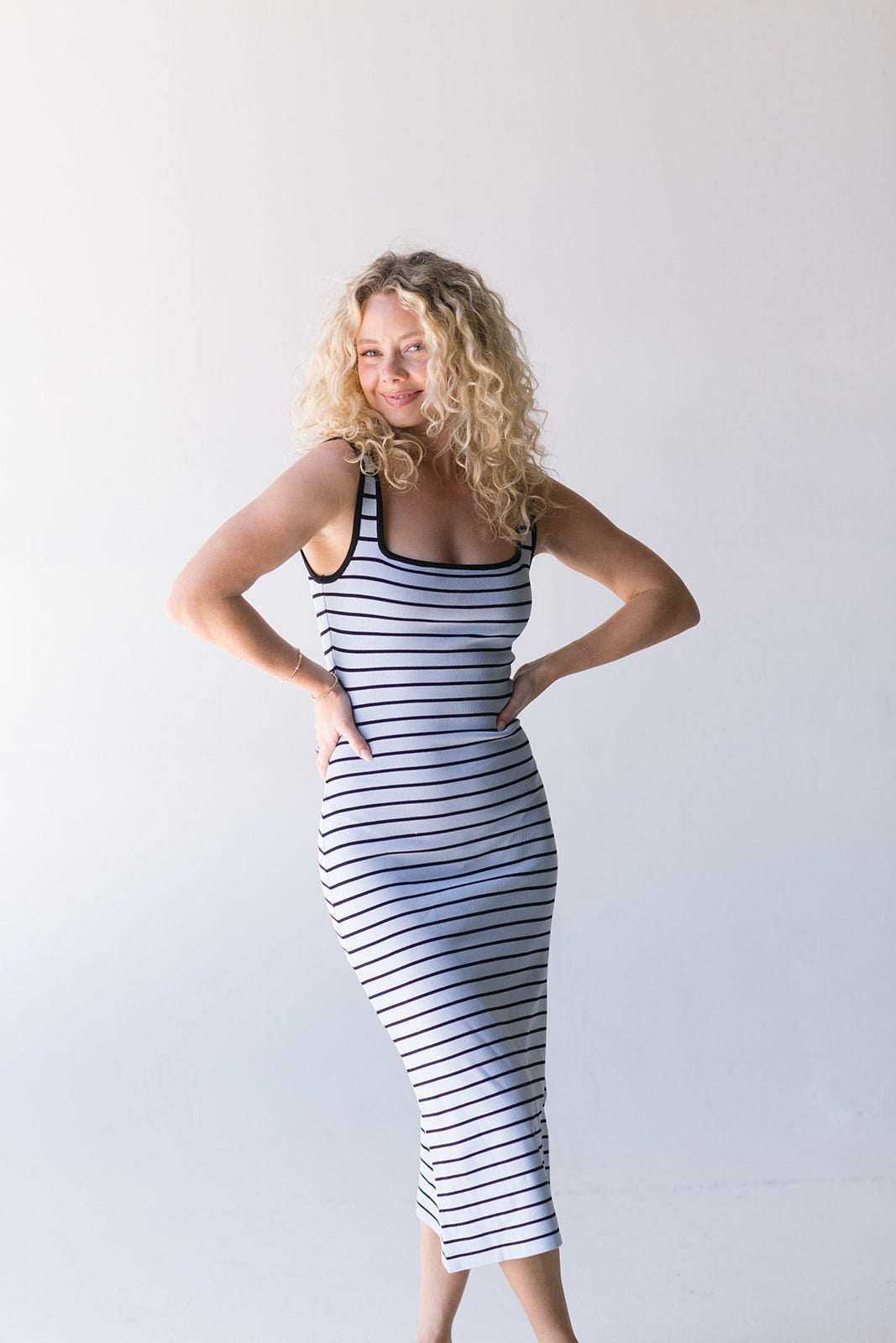 Amber Stripe Dress - Lt Blue / Black