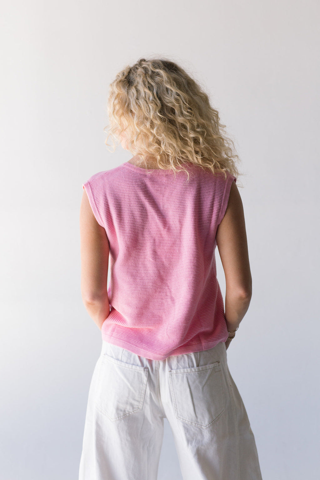 Brylie Front Bow Detail Sweater Vest - Bubblegum