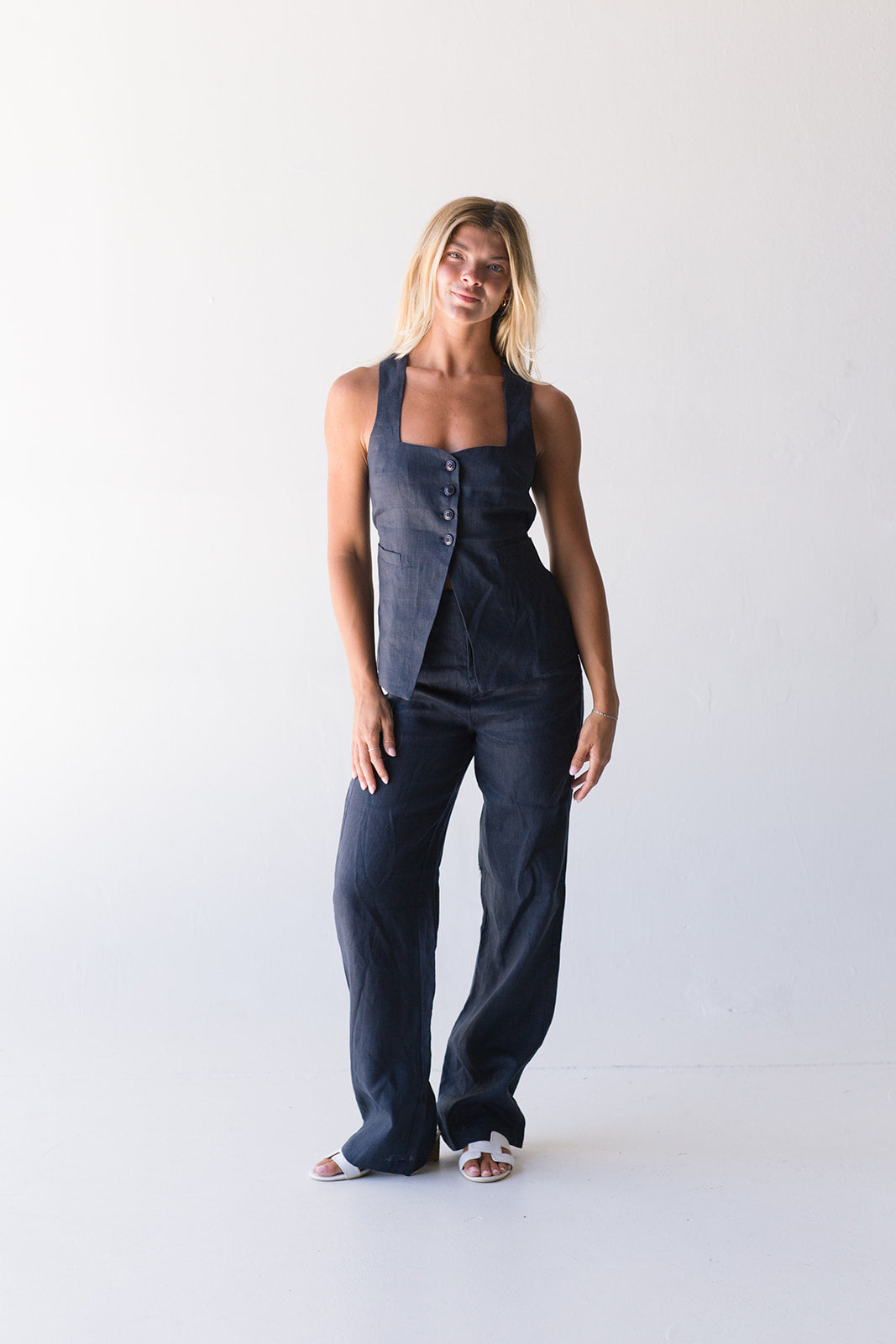 Taylor Linen Pants - Navy