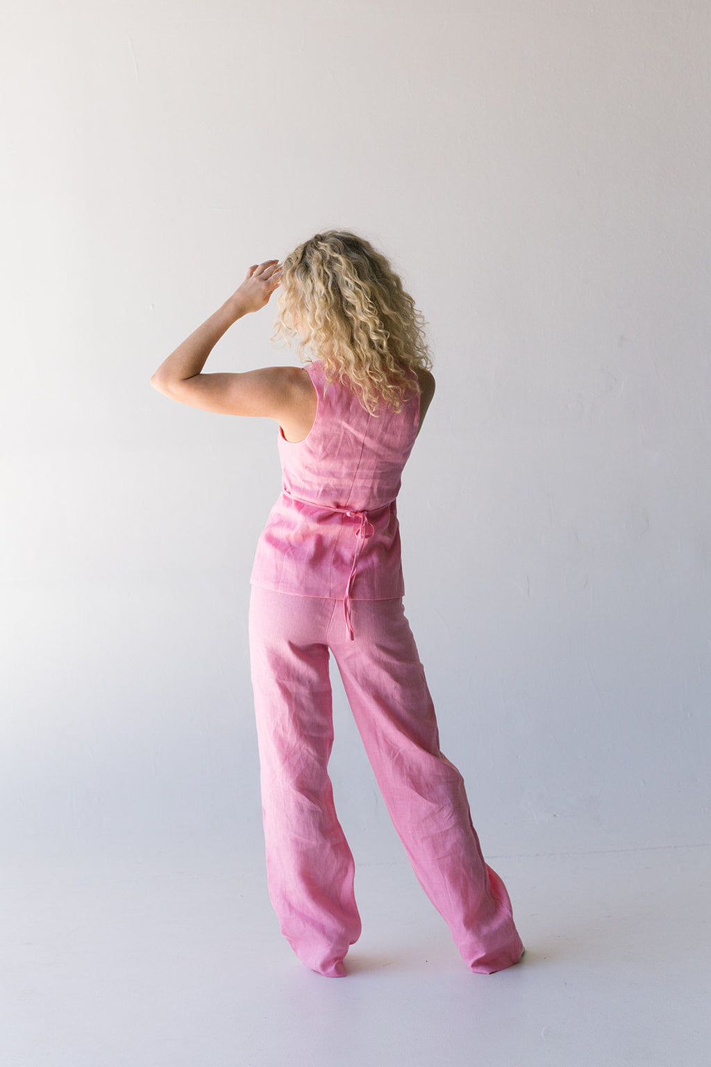 Peyton Linen Vest Top - Pink