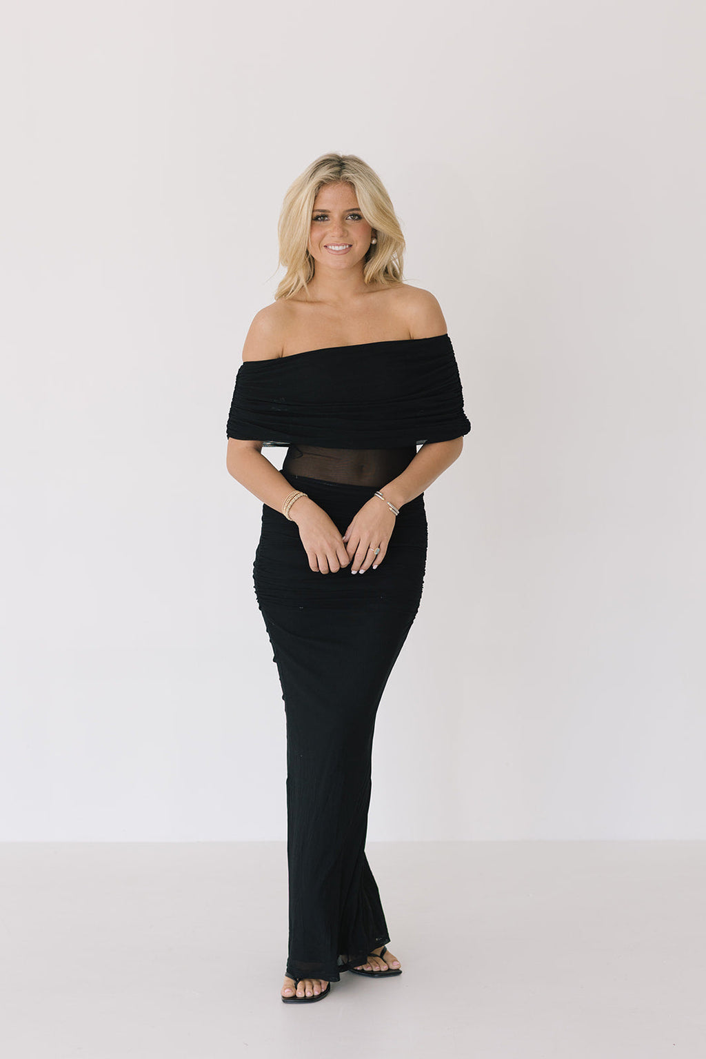 Abbi Mesh Maxi Dress - Black