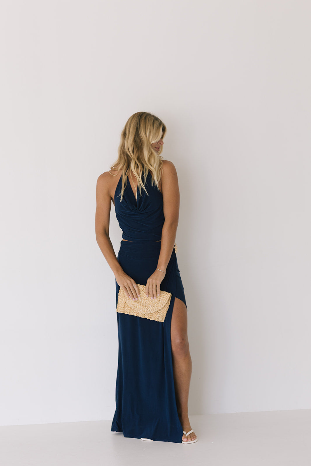 Amelia Halter Cowl Set - Navy