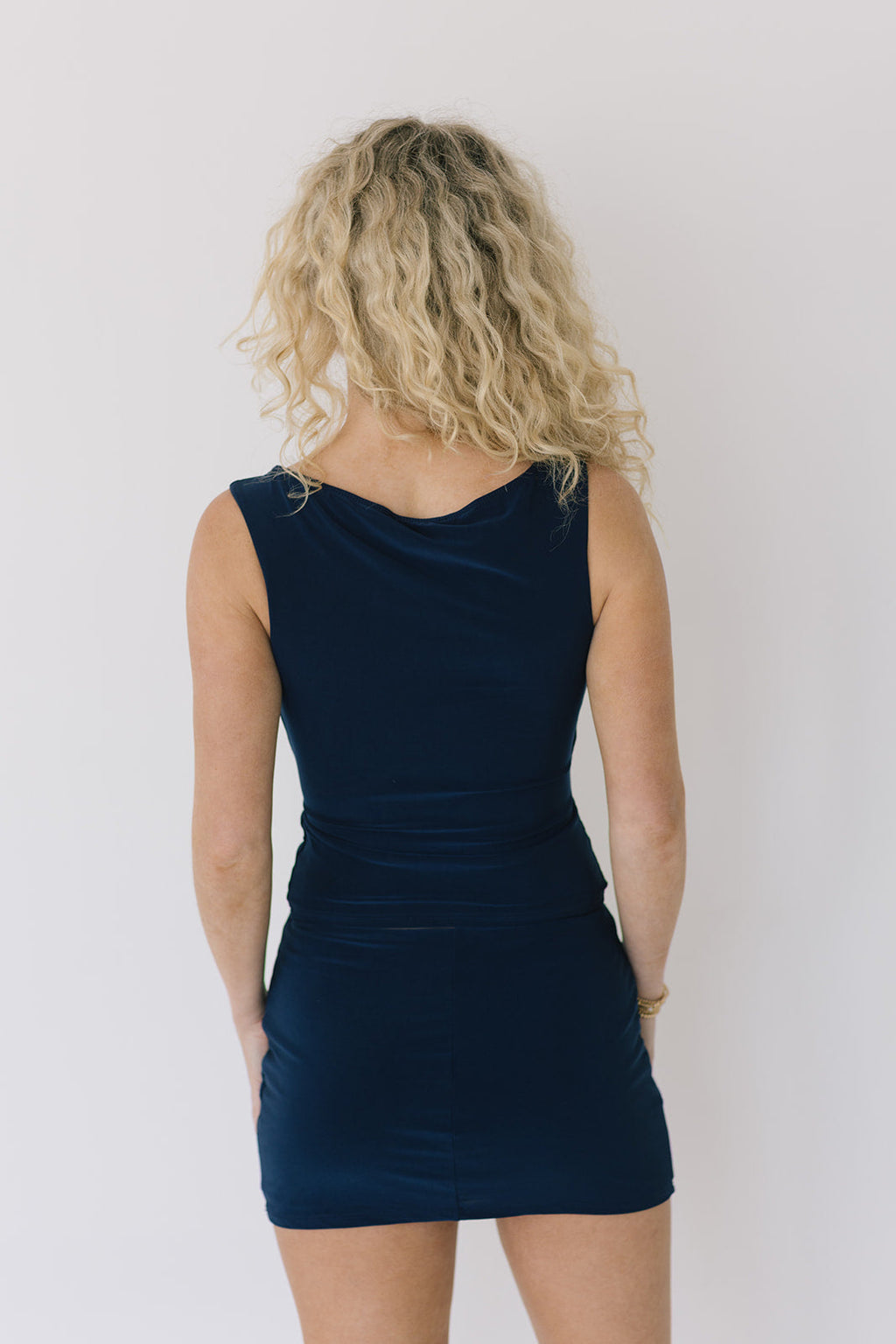 Madi Off The Shoulder Top and Skirt Set - Navy