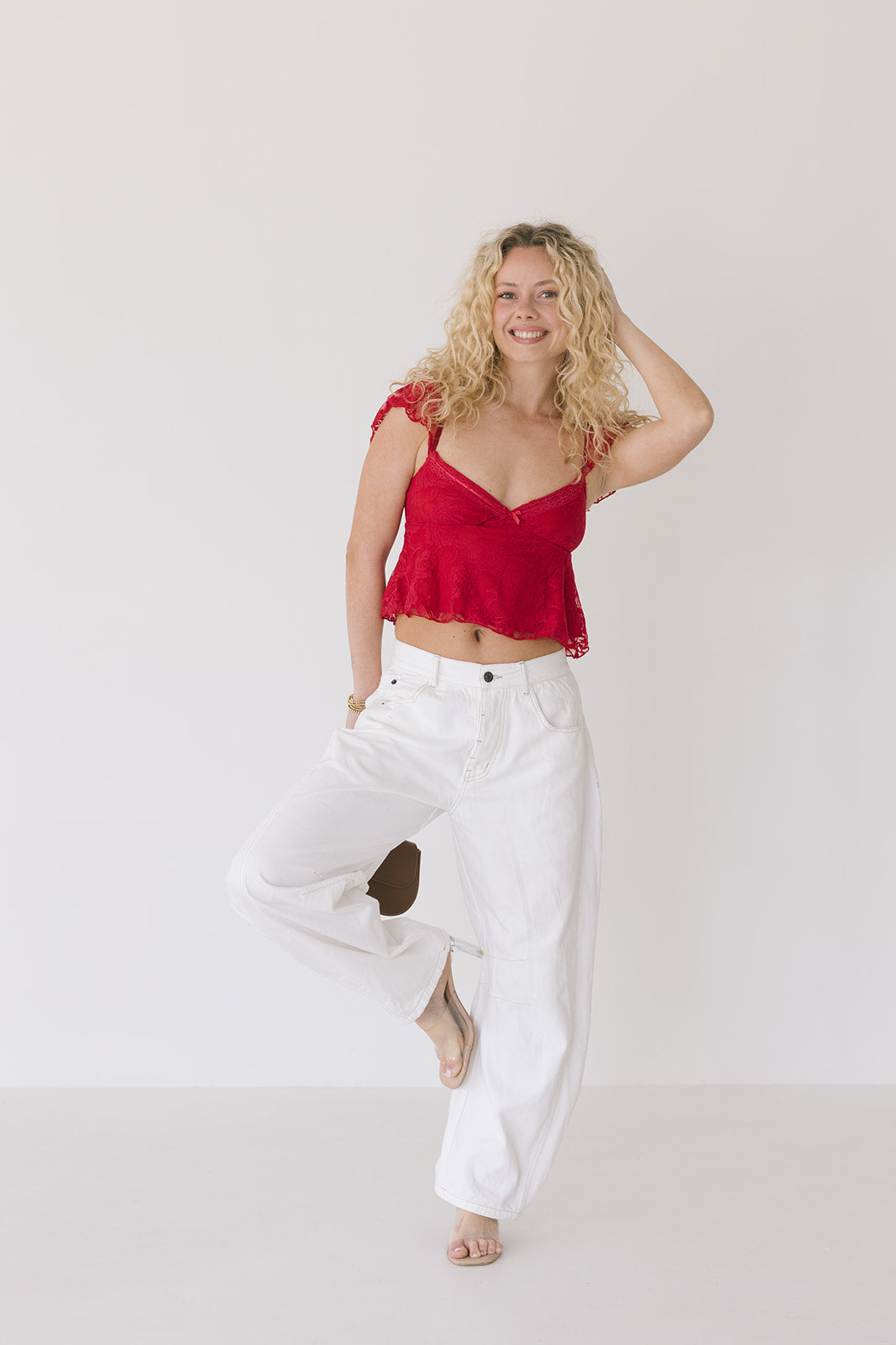 Lacey Babydoll Top - Red