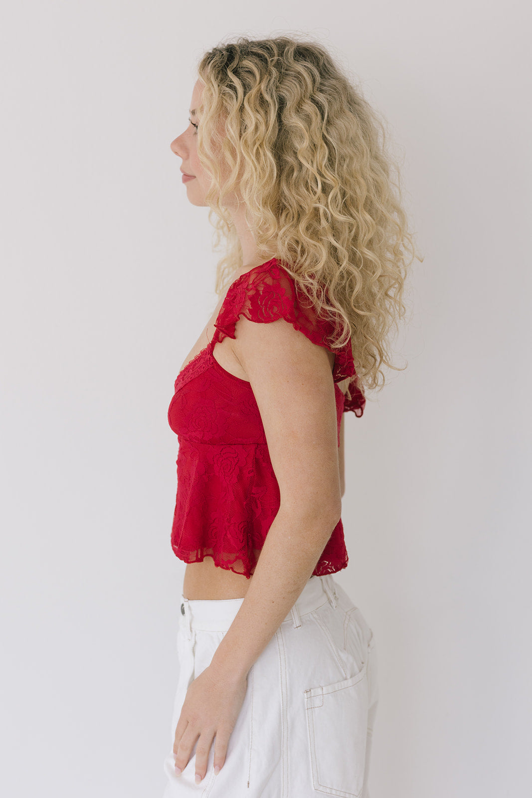 Lacey Babydoll Top - Red