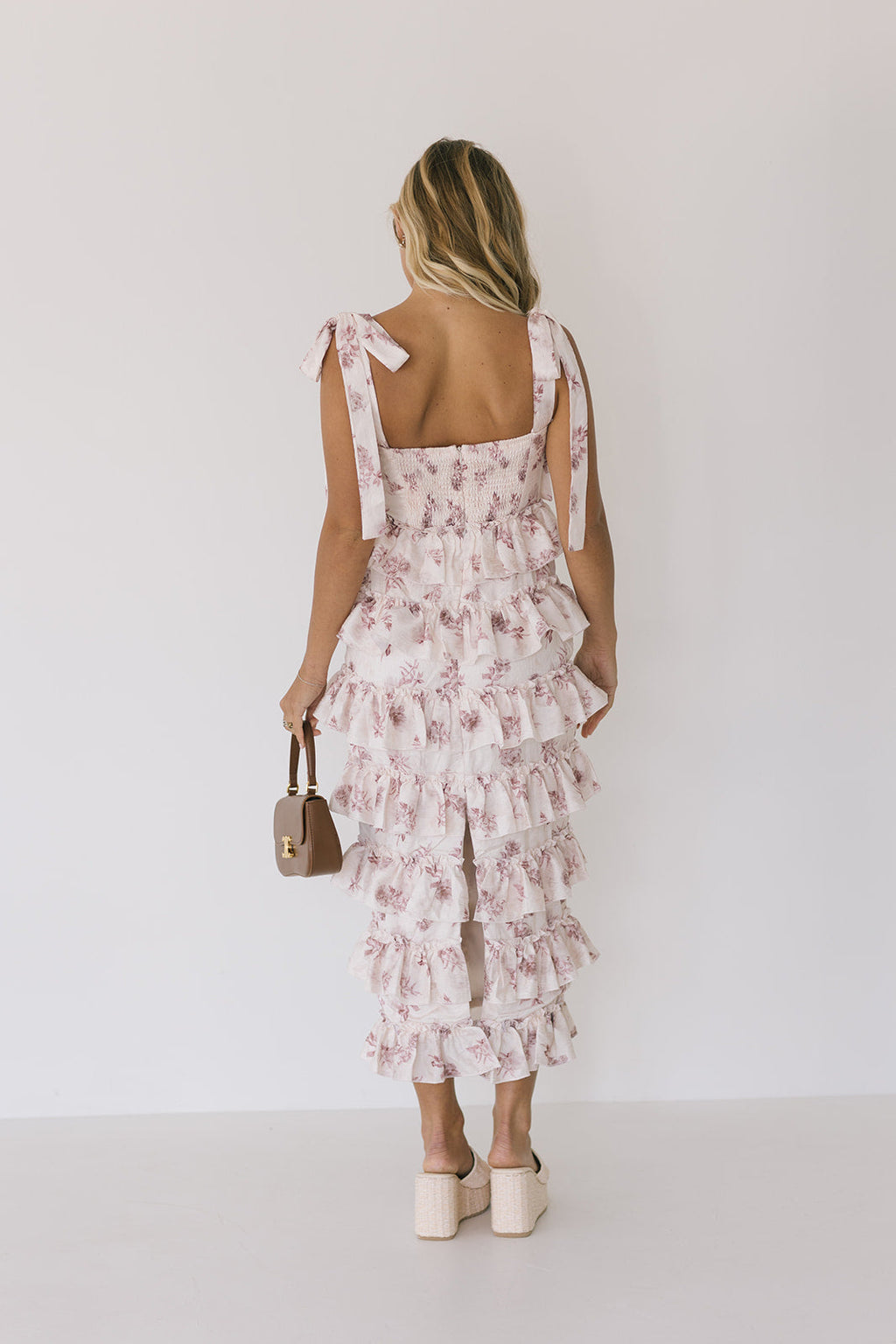 Octavia Ruffled Tiered Midi Dress - Rose