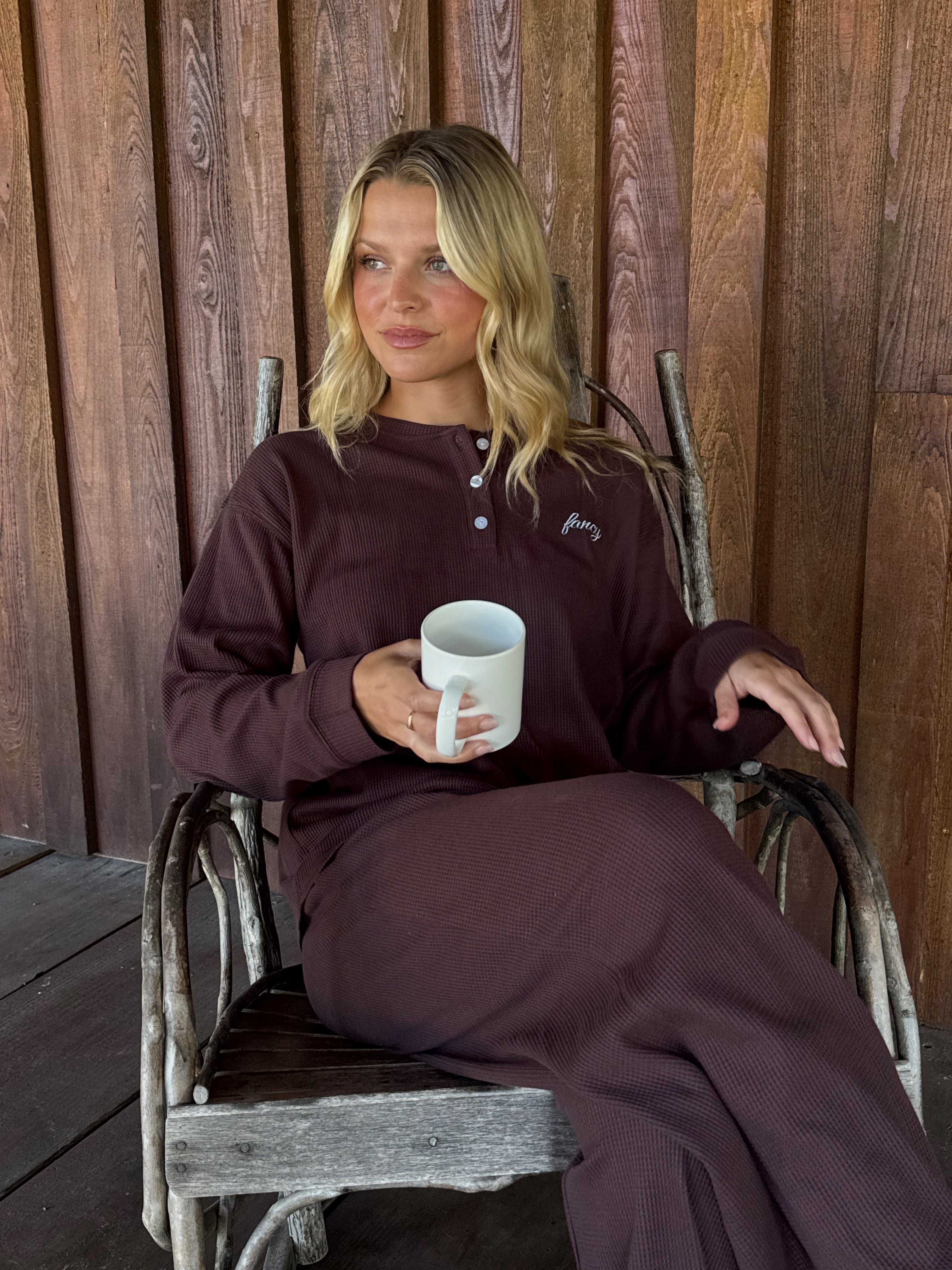 Fancy Waffle Knit Pants - Chocolate