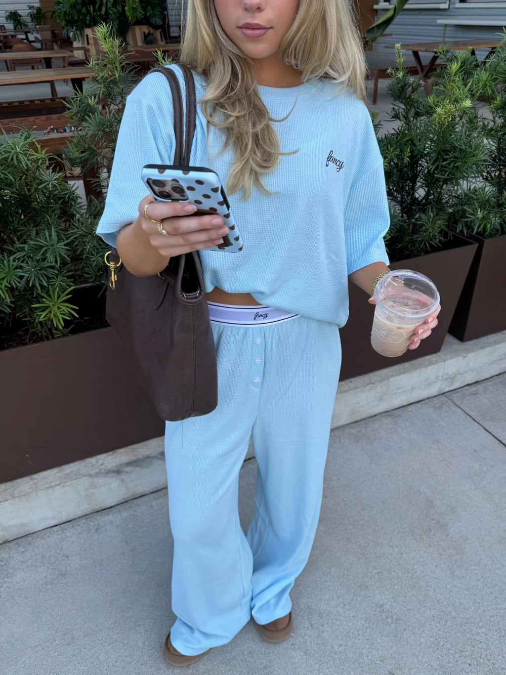 Fancy Waffle Knit Pants - Glacier