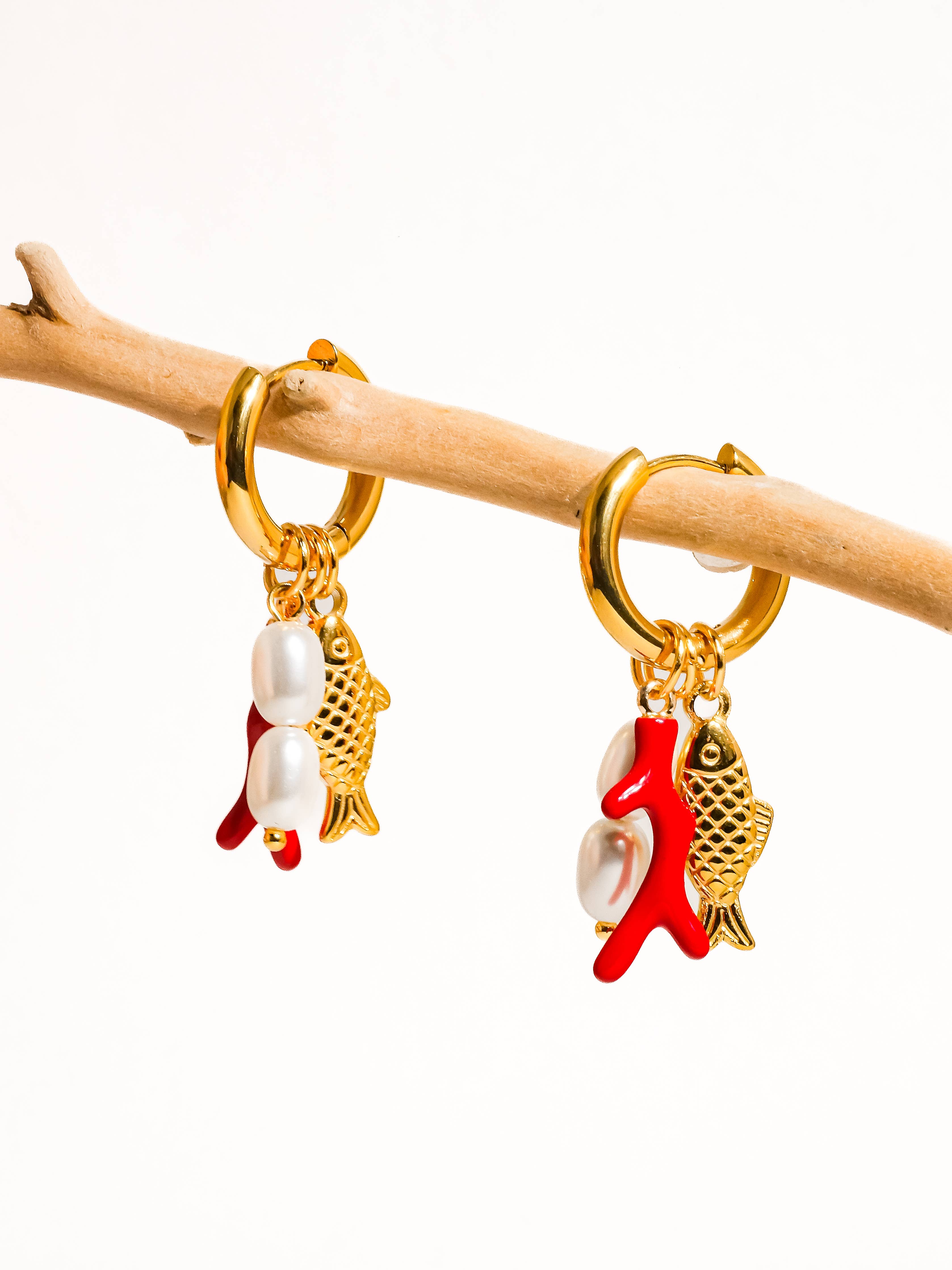 Rocaille Fish Pearl Earrings