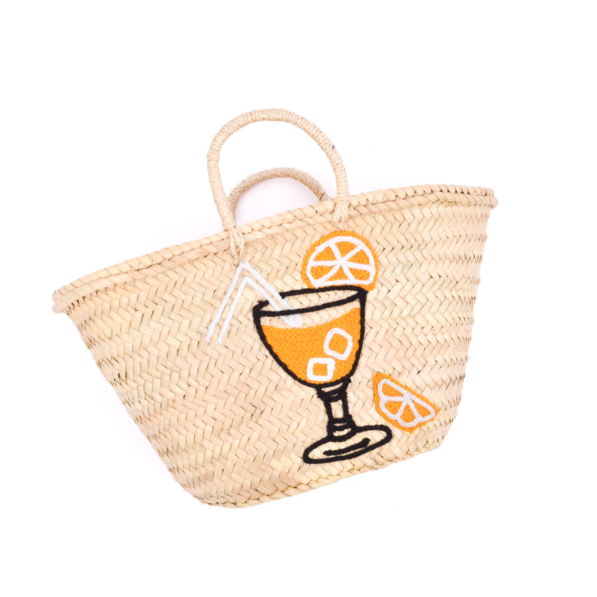 Handwoven Spritz Basket with Orange Cocktail Design