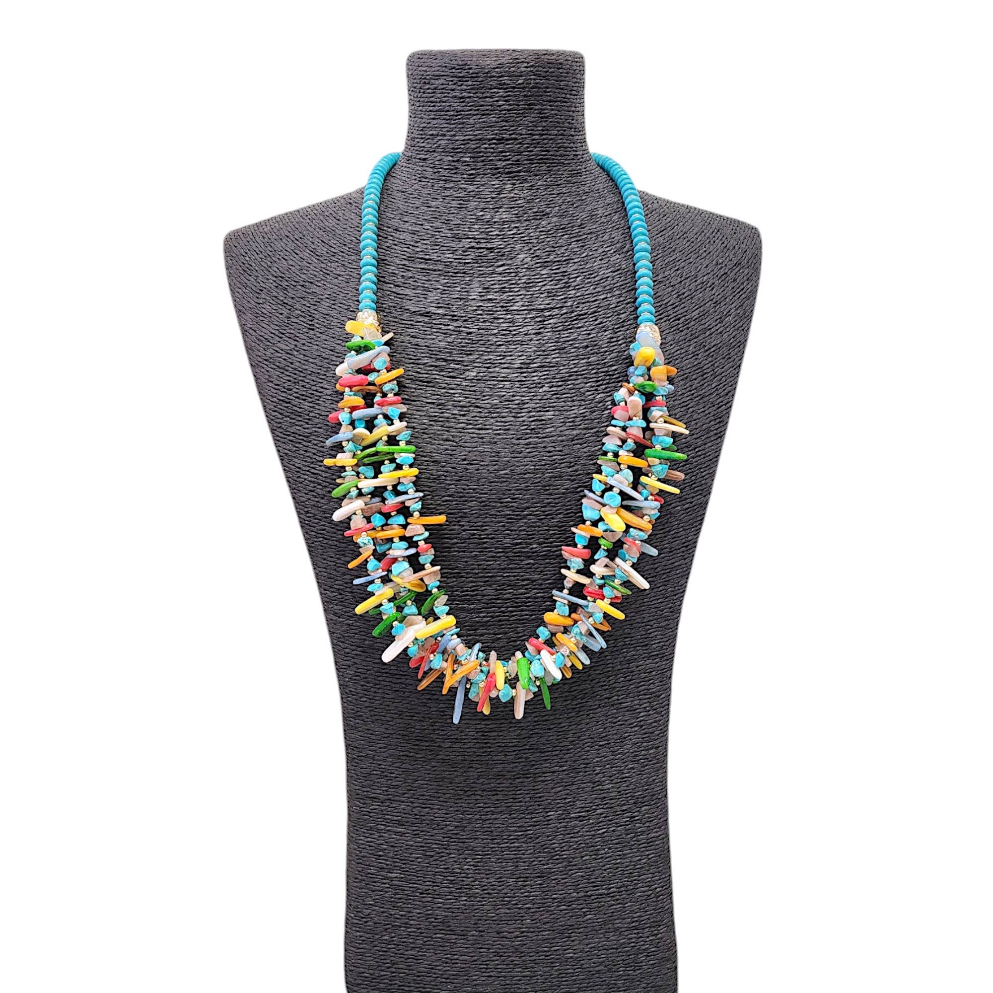 Beaded Boho Necklace - Turquoise