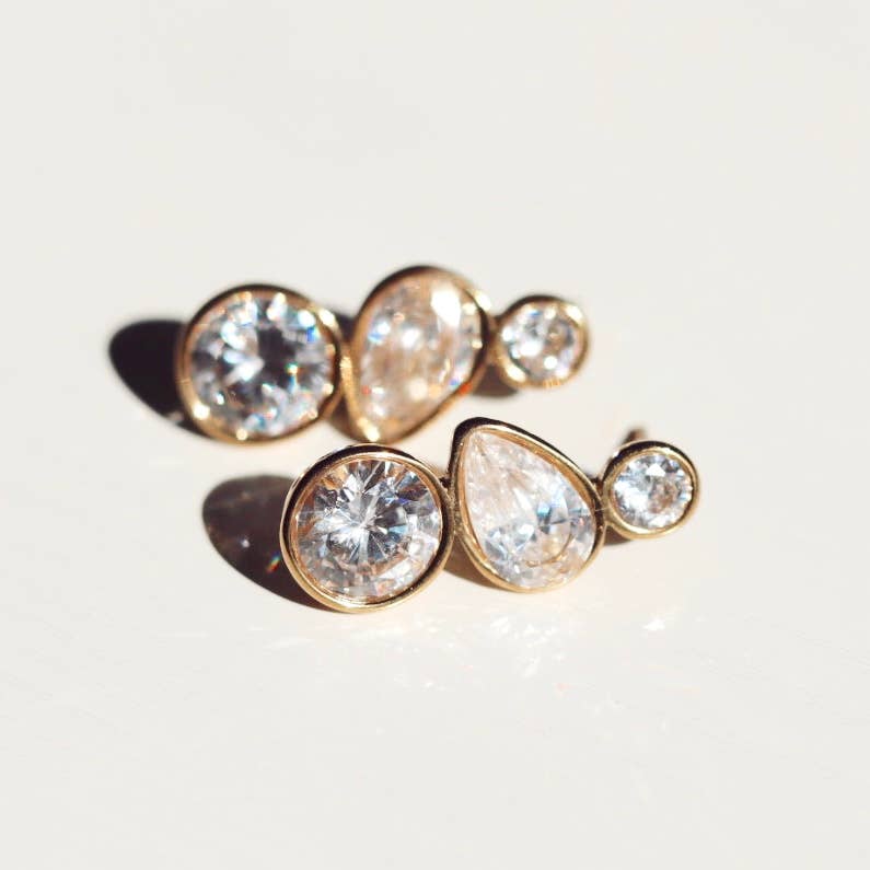 Alexandra Triple Diamond Zircon Drop Earring