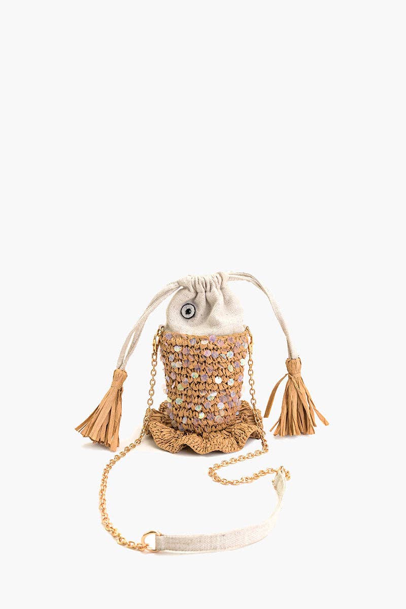 Ocean Whimsy Raffia Fish Bag