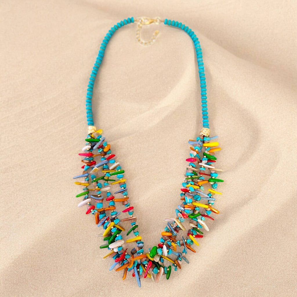 Beaded Boho Necklace - Turquoise