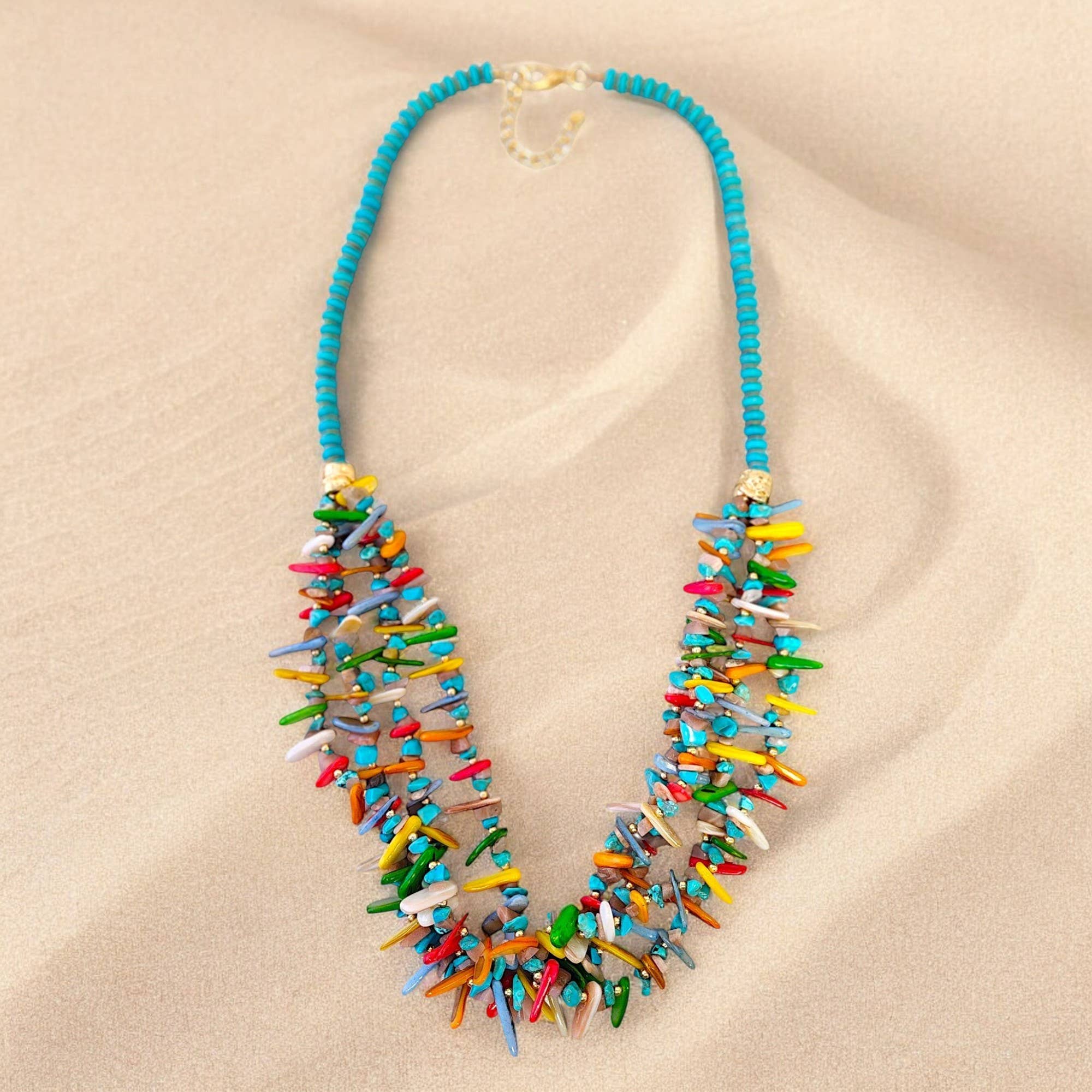 Beaded Boho Necklace - Turquoise