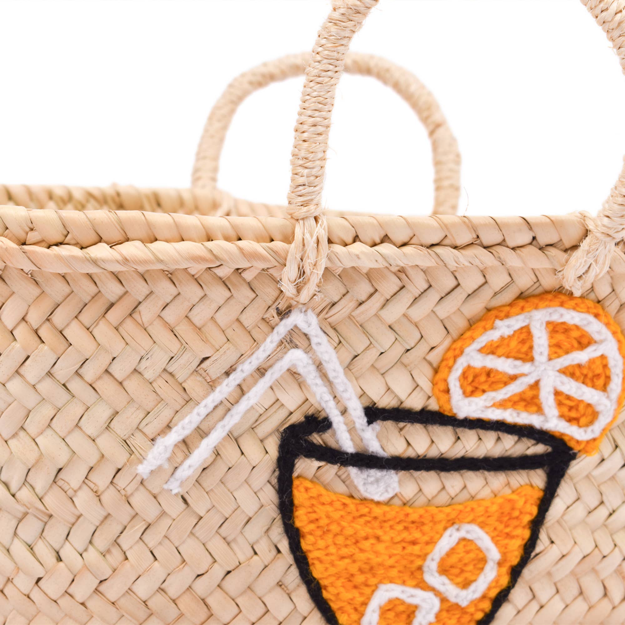 Handwoven Spritz Basket with Orange Cocktail Design