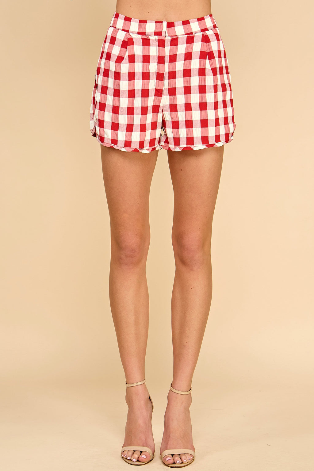 Tia Gingham Shorts - Red