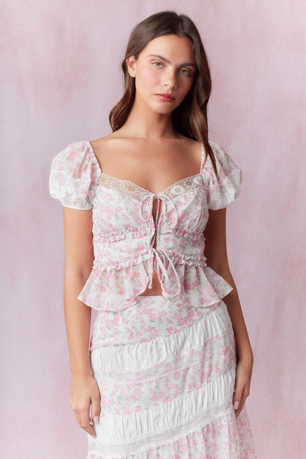 Anna Puff Sleeve Top - Pink