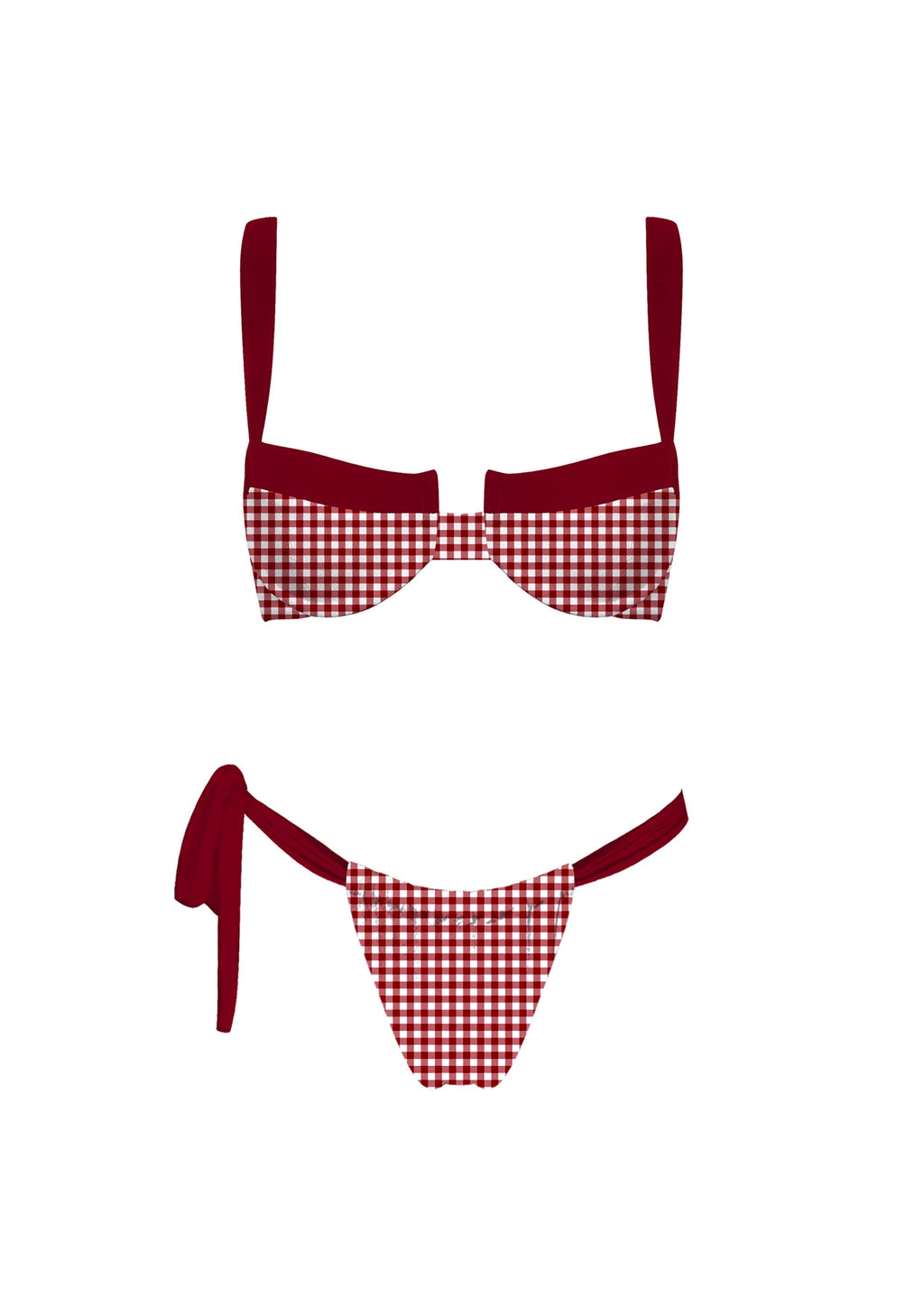 Seaside Picnic Bikini Set - Red Plaid