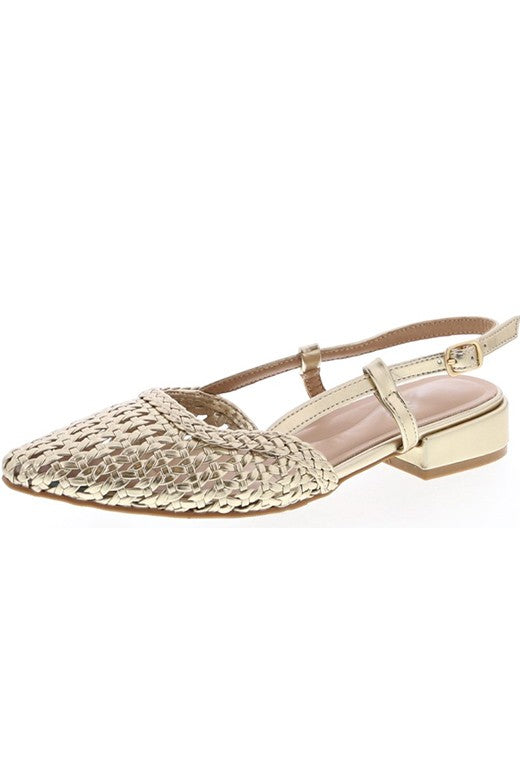 Laura Gold Block Kitten Heel-Gold/Metallic