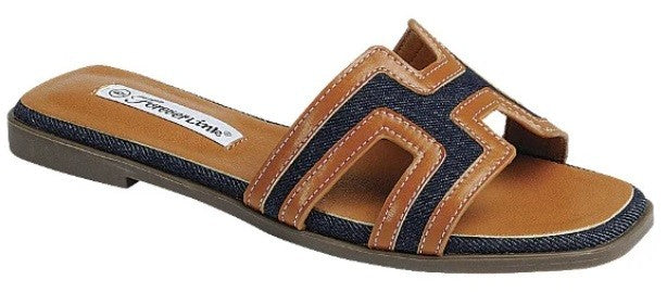 H Sandals - Denim/Tan