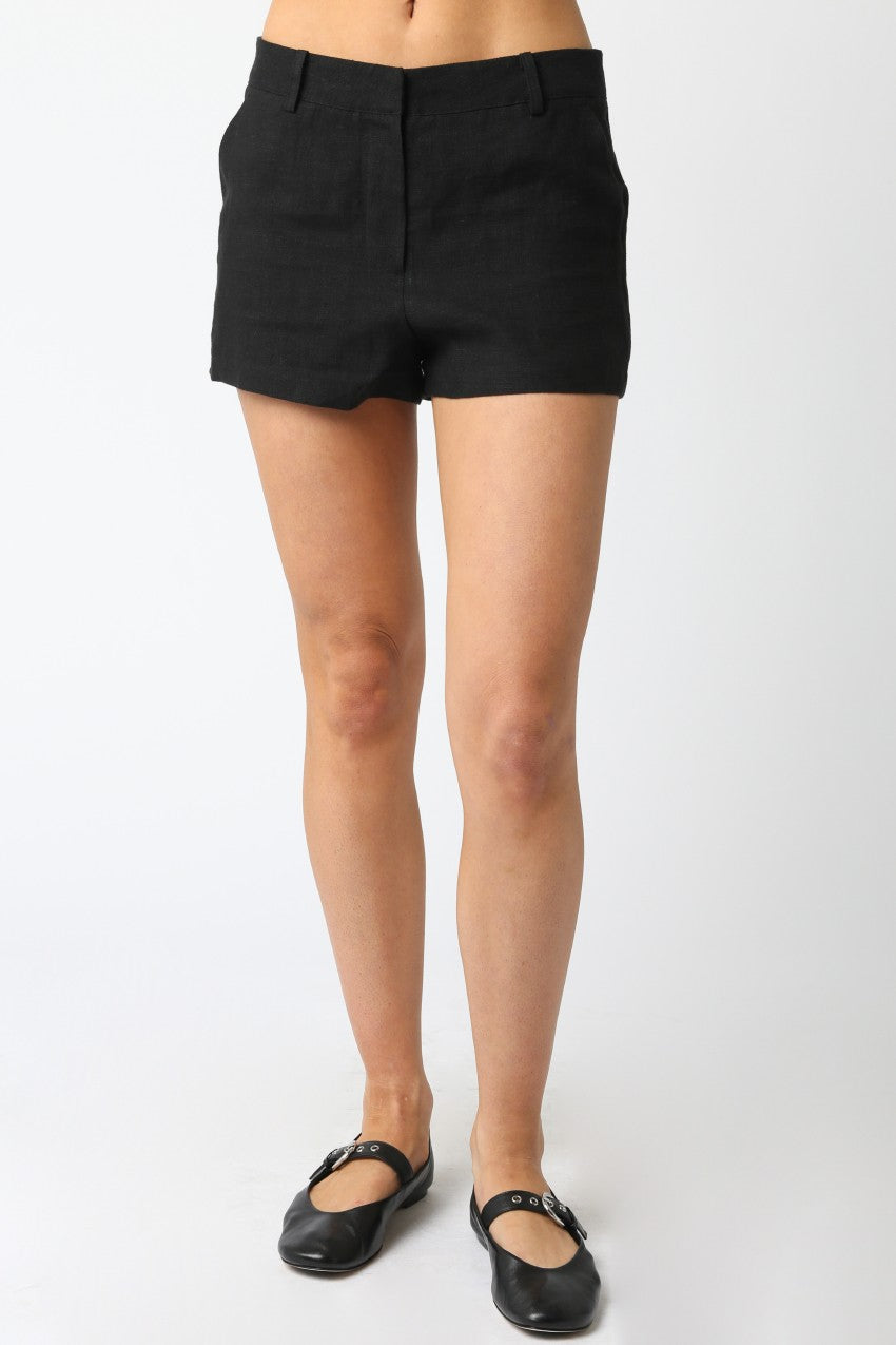 Georgia Linen Shorts - Black