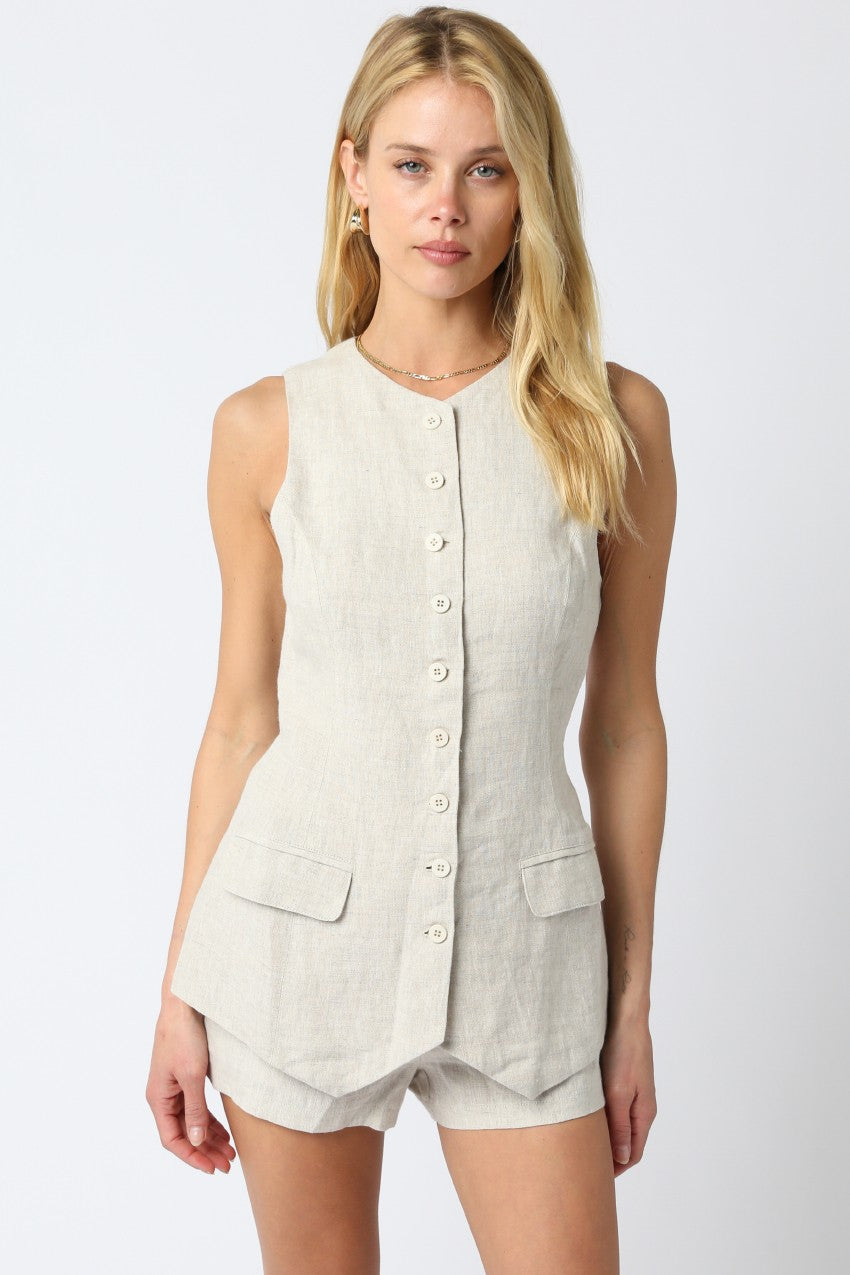 Mealony Linen Top - Melange