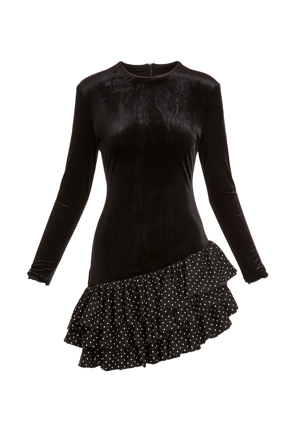 Sage Asymmetrical Velvet Mini Dress - Black